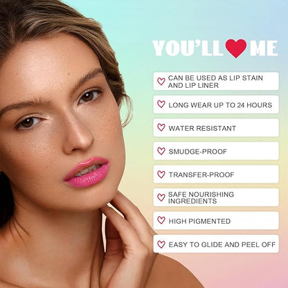 O'CHAIN Peel Off Lip Stain & Lip Liner Masque – Velvet Matte Finish Long Lasting Waterproof and Transfer Proof Lip Tint, with Moisturizing Formula Oil for Soft, Hydrated Lips (03 MINX)