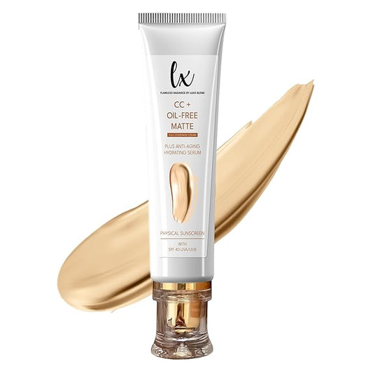 Lx Blend CC+ Cream | Oil-Free Matte Foundation with SPF 40 | Full Coverage, Anti-Aging, Long-Wear Hydrating Makeup for Oily Skin | Fragrance-Free, Shine Control, 1.08 FL OZ