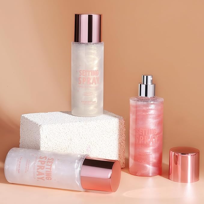 DAGEDA Glitter Setting Spray, Moisturizing + Shimmery + Setting Spray for Face, Fast Drying, Refreshing and Locking Dewy Makeup 3.38 fl. oz / 100 ml (White)