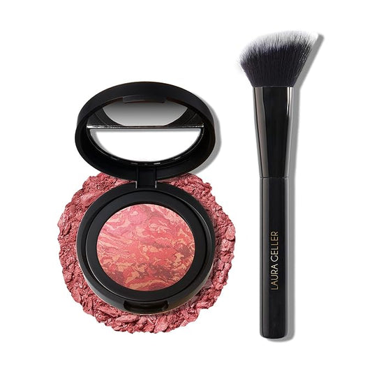 LAURA GELLER NEW YORK Baked Blush-n-Brighten Marbleized Blush + Angled Brush (11 Summer Orchid, 47mm)