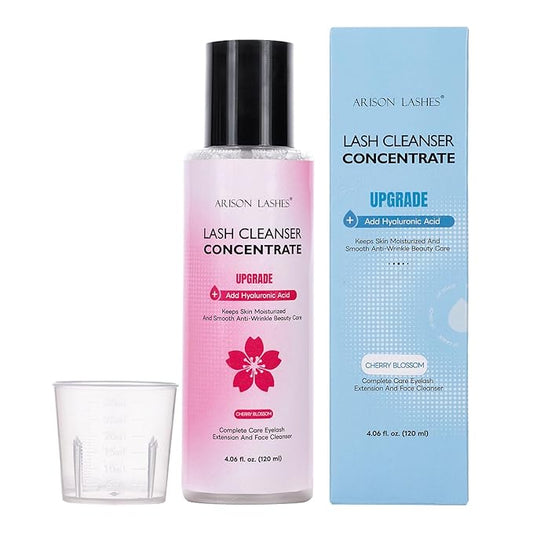 ARISON LASHES Upgraded Lash Shampoo Concentrate 120ml Large Capacity Eyelash Cleanser, Professional Lash Extensions Shampoo-Make 24 Bottles 60ml (Cherry Blossom)