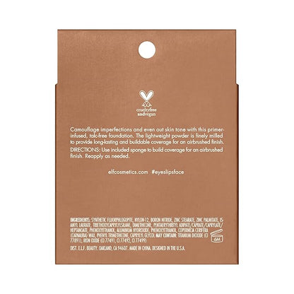 e.l.f. Camo Powder Foundation, Lightweight, Primer-Infused Buildable & Long-Lasting Medium-to-Full Coverage Foundation, Medium 375 N