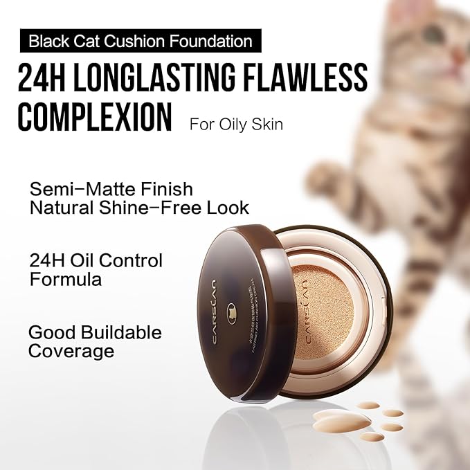 Lasting Air Cushion Cream Face Foundation Makeup, Lightweight, Medium to Full Coverage, Semi-Matte, Long-Lasting Oil Control Finish Foundation, P02 Fair For Oil Skin (Refill Included)