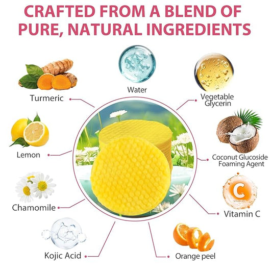 Turmeric Cleansing Pads 60 PCS, Kojic Acid and Turmeric Cleansing Pads, Turmeric Cleansing Pads for Dark Spots, Sugar Turmeric Exfoliating Cleansing Pads for Face and Body (2 pack) ﻿ ﻿