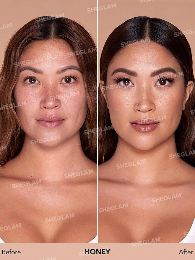 SHEGLAM Skinfinite Hydrating Foundation Flawless Dewy Foundation Hydrating Coverage Invisible Pore Concealer Pore-less Non-Greasy Lightweight Natural Soft Liquid Foundation-Honey