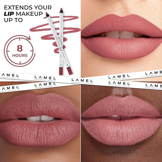 Cold Pink Matte Lip Essentials Bundle: Gel Lip Liner Pencil 409 and Powder Drop Lipstick 406Set
