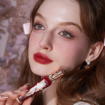 Flower Knows Strawberry Rococo Cloud Lip Cream,Velvety Matte Liquid Lipstick,Red Lipstick,Long Lasting Lip Stain,Kiss-proof Blurred Lipstick for Girls&Women,0.12 Fl Oz(S08 Velvet Redwood)