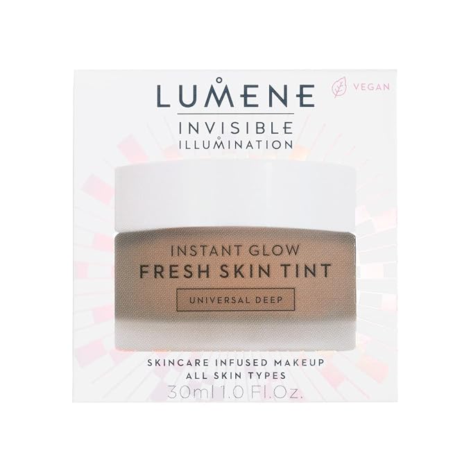 Lumene Invisible Illumination [Kaunis] Instant Glow Skin Tint - Buildable Skin Tint Foundation with a Natural, Radiant Finish - Hydrates + Brightens Dull, Dry Skin - Universal Deep (30ml)