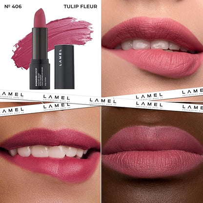 Cold Pink Matte Lip Essentials Bundle: Gel Lip Liner Pencil 409 and Powder Drop Lipstick 406Set