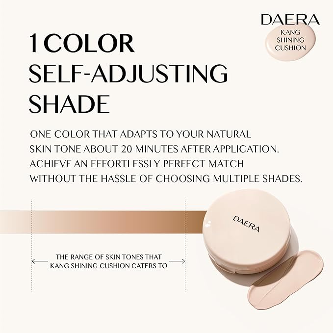 Kang Shining Korean BB Layering Cushion Foundation + Refill 12g (1 Color, Neutral), Natural Glowing Makeup, Self Adjusting K Beauty Makeup, 72 HR Hydrating, Buildable Coverage(12g, 0.42 oz)