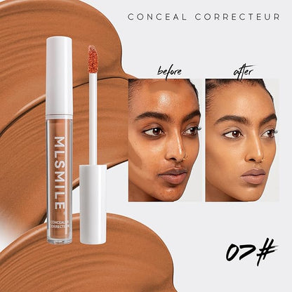 Color Liquid Conceal Contour Foundation, Waterproof 8 Colors Cream Lightweight Color Correcting Concealer Makeup for Concealing Blemishes,Brighten Dark Circles,Improves Uneven Skin Tone, 07