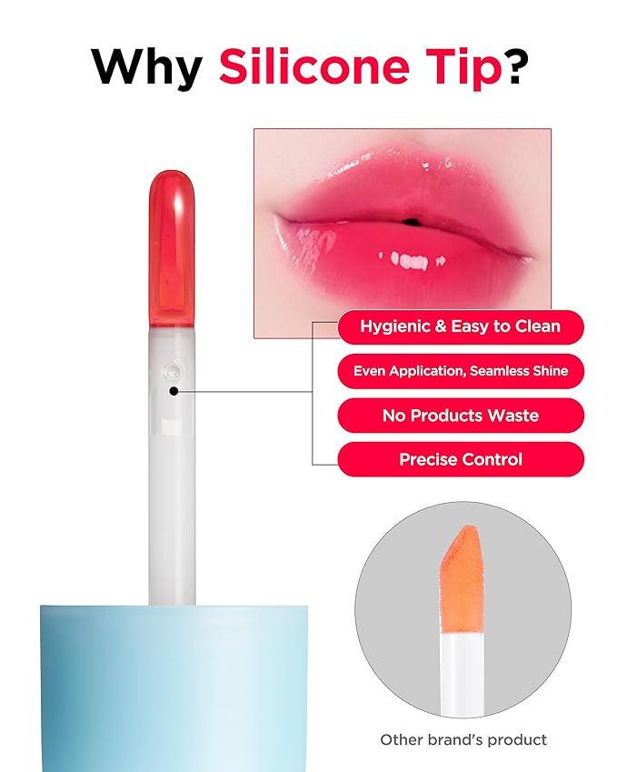 TOCOBO Juicy Berry Plumping Lip Oil 01 Chill Red – Korean Vegan Hydrating Lip Oil with Plant Oils for High Shine Gloss - Non Sticky Formula for All Skin Tones, 0.12 fl.oz.