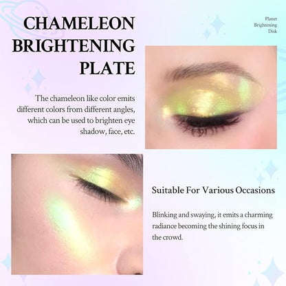 Chameleon Face Highlighter Palette, Multichrome Glitter Shimmer Highlighter Makeup, Holographic Sparkle Color Shifting Inner Corner Eye Highlighter Illuminator, Silky Creamy Mineral Eyeshadow3
