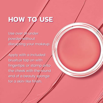 Cream Blush for Cheeks, Lips and Eyes, Natural-Looking, Long-Lasting Face Makeup, Moisturizing Formula Waterproof Blendable Color Blush (Vitality Jujube Paste)