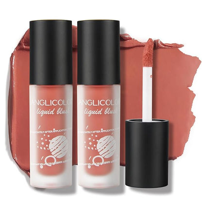 Matte Liquid Blush, 2pcs#03 Rose Tea, Lightweight, Highly Pigmented, Vegan & Cruelty Free, Palette