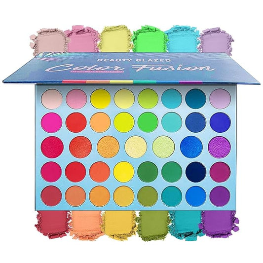 39 Pop Colors Eyeshadow Palette Matte Shimmer Eyeshadow Pigmented Colorful Long Lasting Waterproof Makeup Palette Blending Metallic Natural Makeup Eyeshadow Cosmetics
