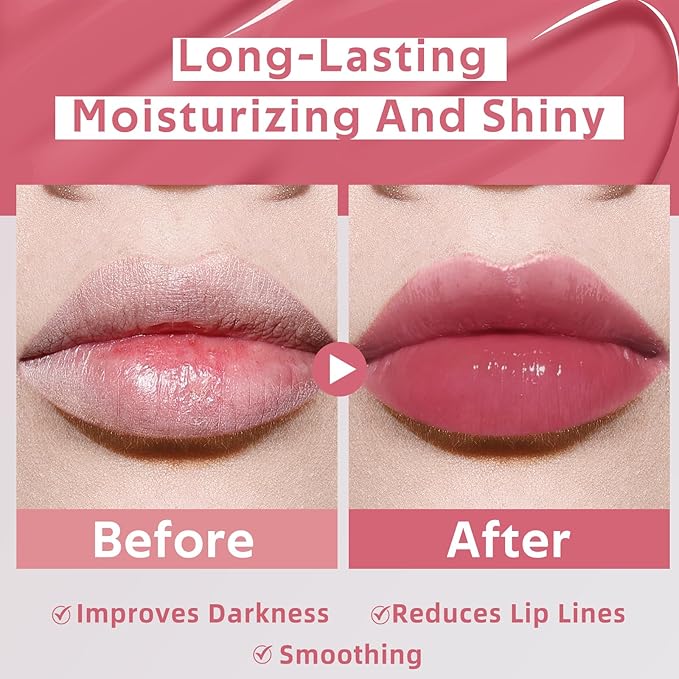 Tinted Hydrating Lip Oil, Korean Makeup Lip Gloss, High Shine, Pigmented Color, Soft Lightweight, Strong Moisturizing, Non-Sticky Lip Oil Tint for Dry Lips, for Healthy Lips All Day Long,Vegan