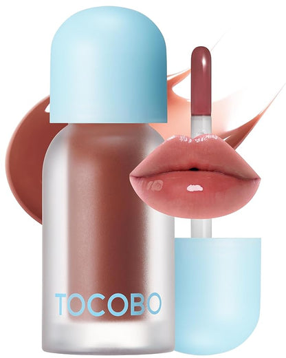 TOCOBO Juicy Berry Plumping Lip Oil 13 Choco Berry – Korean Vegan Hydrating Lip Oil with Plant Oils for High Shine Gloss - Non Sticky Formula for All Skin Tones, 0.12 fl.oz.