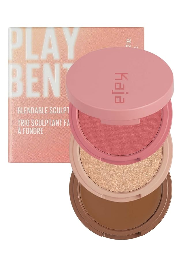 Kaja Lip & Blush Glazed Keychain Stain - Jelly Charm 02 Squeeze Guava + 3-in-1 Blendable Sculpting Trio - Play Bento 02 Cloud Latte Bundle