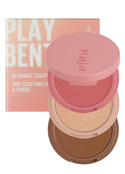 Kaja Lip & Blush Glazed Keychain Stain - Jelly Charm 02 Squeeze Guava + 3-in-1 Blendable Sculpting Trio - Play Bento 02 Cloud Latte Bundle