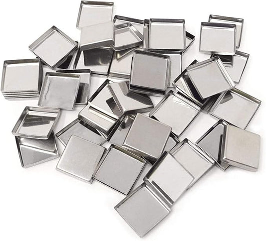 Honbay 56PCS Metal Empty Square Metal Pans Make Up Tins Eyeshadow Blush Lipstick Organizer for Cosmetic Palettes (26mm, Height: 5mm)