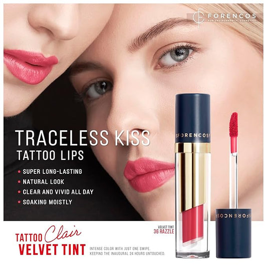 FORENCOS Long Lasting Waterproof Lip Stain Liquid Lipstick, Velvet Matte, Longwear, High Pigmentation, Tattoo Lips, Weightless, Smudge-proof, Non-Sticky, Korean Lip Tint Stain Makeup (36 Razzle)