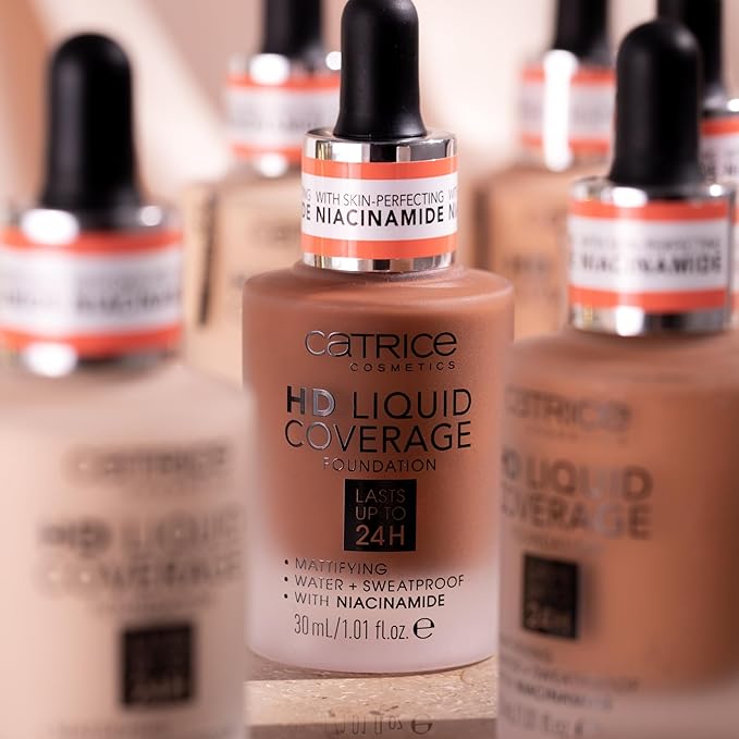 Catrice | HD Liquid Coverage Foundation | 24H Wear, Matte Finish, High Coverage, Waterproof Formula with Niacinamide | Vegan & Cruelty Free (082 | Warm Caramel)