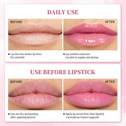 Lip Serum, Moisturizing Hydrating, Long Lasting Revitalizing, Lip Serum Oil with Organic Matter, Lightweight Texture, for Youthful and Radiant Look, Makeup Cosmetic