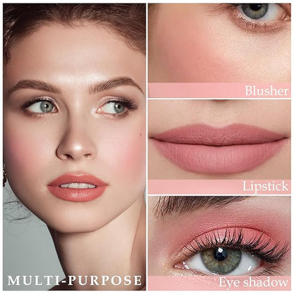 Boobeen Double-Head Cream Blush Stick - Lightweight Long-Lasting Color Natural Makeup Stick for Cheek, Lip and Eye - Dewy Finish for All Skin Tones