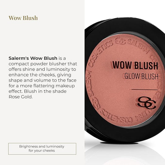 SALERM - Compact Powder Blush - Wow Blush - 8 g - Tone Rose Gold - Illuminating Blush - with Iridescent Pigments - Long-Lasting - Soft and Lightweight Texture - Buildable Coverage