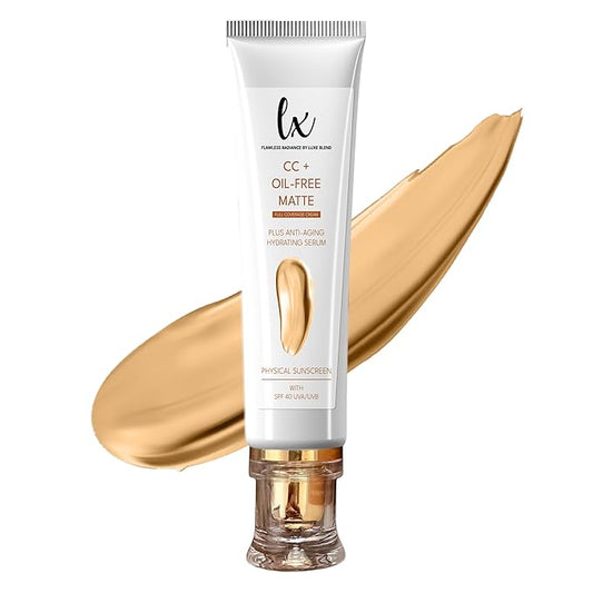 Lx Blend CC+ Cream | Oil-Free Matte Foundation with SPF 40 | Full Coverage, Anti-Aging, Long-Wear Hydrating Makeup for Oily Skin | Fragrance-Free, Shine Control, 1.08 FL OZ