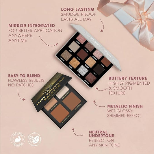 Lamora Attraction Smokey Eyeshadow Palette with Powder Contour Palette