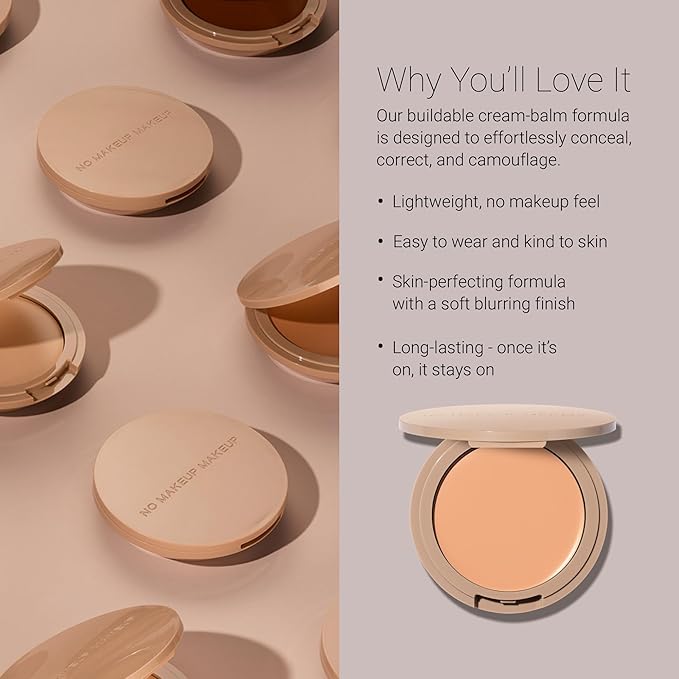 Foundation by No Makeup Makeup | Conceal & Correct with Long-Lasting, Buildable Formula & Lightweight Soft Finish | Cruelty-Free, Vegan, Fragrance-Free | Light