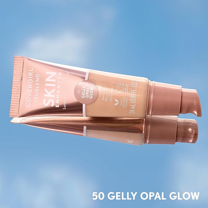 CoverGirl TruBlend Skin Enhancer, Opal Glow, Luminizer, Healthy-Looking Glow, Flexible Coverage, Clean & Vegan, Water-Based Formula, For All Skin Tones, 0.81oz