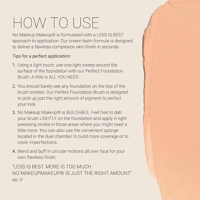 Foundation by No Makeup Makeup | Conceal & Correct with Long-Lasting, Buildable Formula & Lightweight Soft Finish | Cruelty-Free, Vegan, Fragrance-Free | Fair