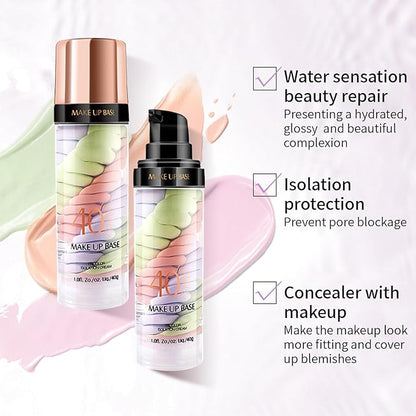 TBTFW 3 In 1 Primer for Face Before Makeup, One Step Color Corrector, Oil Control Waterproof & Sweat-Proof, Suitable for All Skin Types
