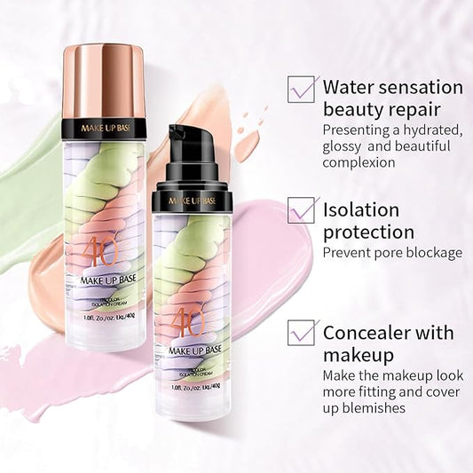 TBTFW 3 In 1 Primer for Face Before Makeup, One Step Color Corrector, Oil Control Waterproof & Sweat-Proof, Suitable for All Skin Types