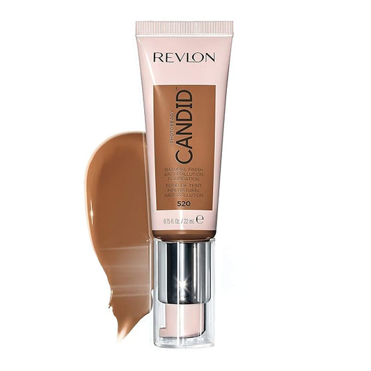Revlon PhotoReady Candid Natural Finish Foundation, with Anti-Pollution, Antioxidant, Anti-Blue Light Ingredients, 520 Cocoa, 0.75 fl. oz.