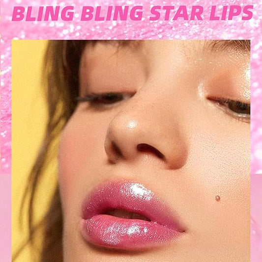 Cosmetics Color Changing Lip Oil, Magic Big Brush Color Changing Lip Oil,Plumping Lip Gloss Hydrating Lip Care Non-sticky Big Brush Head Korean Lip Tint Primer Glitter Shine Lipgloss (GLITTER)