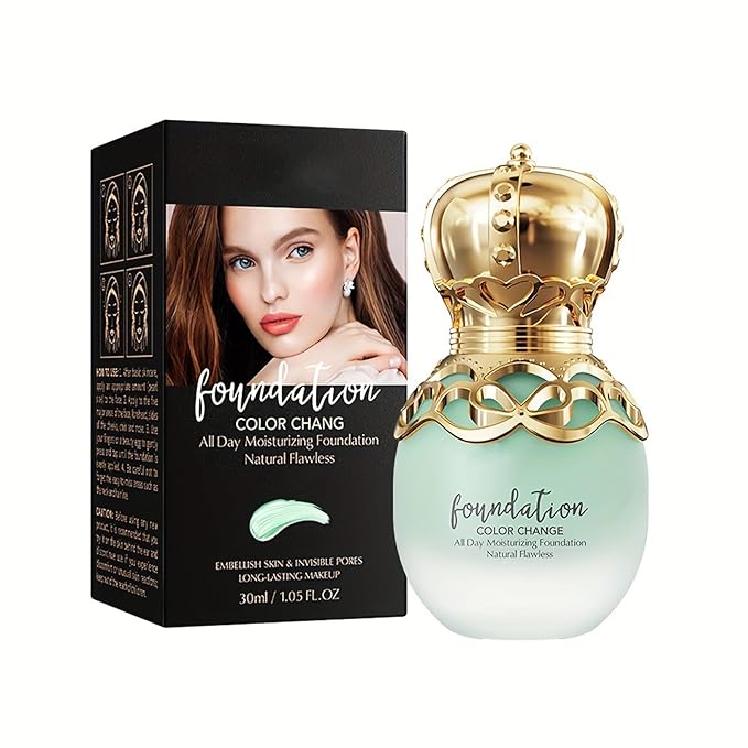 Color-Changing Foundation, High Coverage Long-Lasting Moisturizing Matching Self-Adjusting BB Cream, Suitable for All Skin Types, 1.05 Oz/30g Ivory White