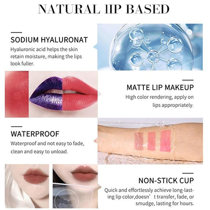 3 Colors Peel Off Lip Stain Detachable Lip Liner Set Long Lasting Lip Stain Peel Off Waterproof Non-sticky Matte Nude Lip Gloss Highly Pigmented Tattoo Lip Tint Stain Color (Multicolor, 3PCS)