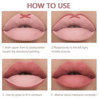 12 Colors Matte Lip Liner Pencil Set, 12Pcs Creamy Nude Lip Liner, Smooth Long Lasting Waterproof High Pigmented Lip Makeup Pencil