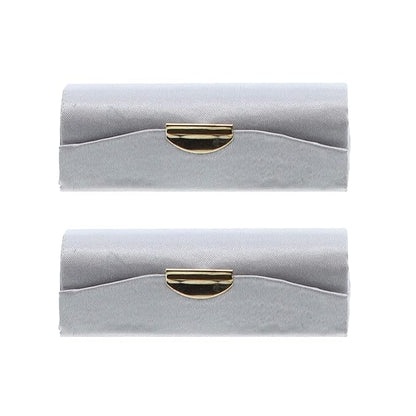 Motique Accessories Silver Solid Satin Ladies Lipstick Case With Mirror Purse Holder Set of 2