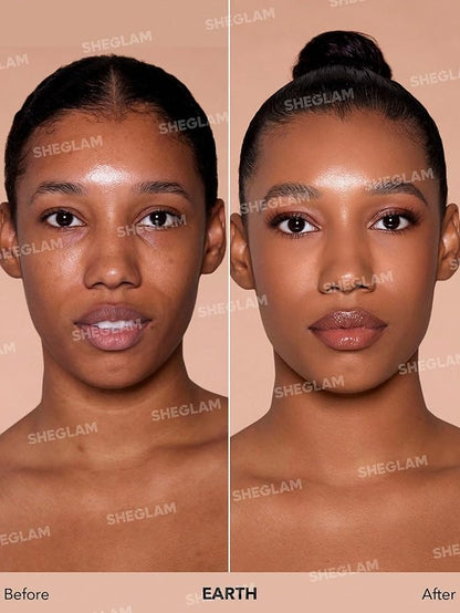 SHEGLAM Skinfinite Hydrating Foundation Flawless Dewy Foundation Hydrating Coverage Invisible Pore Concealer Pore-less Non-Greasy Lightweight Natural Soft Liquid Foundation-Earth