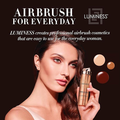 LUMINESS Airbrush Spray Silk Foundation Starter Kit - Light Deep - Foundation, Primer & Dual-Sided Angled Buffing Brush - Medium, Buildable Coverage, Anti-Aging Formula Hydrates & Moisturizes