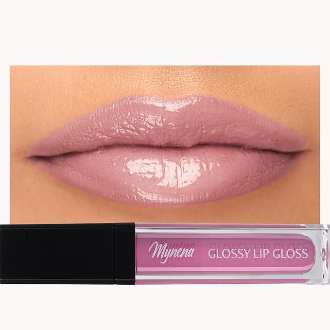 Mynena Light Pink High Shine Stay Glossy Lip Gloss | Non-Sticky Lightweight Hydrating Formula | Vegan Cruelty-Free Paraben-Free | Lipstick Topper & Moisturizing Gloss | Ava
