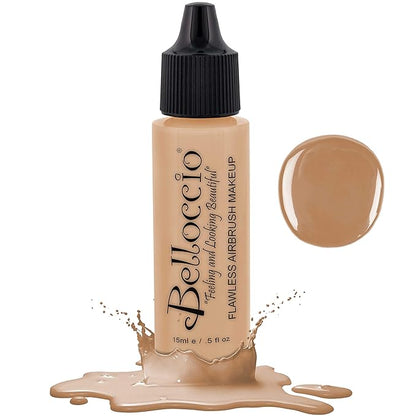 Belloccio's Professional Cosmetic Airbrush Makeup Foundation 1/2oz Bottle: Ivory- Light-medium Neutral Pink And Yellow Undertones