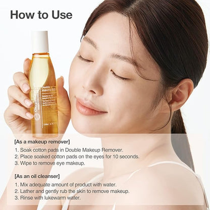 Double Makeup Remover 110ml/3.72 fl.oz, Cleansing Oil for Face, Eyes, and Lips, Non-Comedogenic