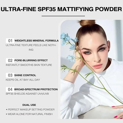 Mineral Blush Powder, SPF 35, Sunscreen Pearl-Infused Loose Blush, Buildable Dewy Glow, Luminous Cheek Color Makeup (Solar Flush - Golden Aura)