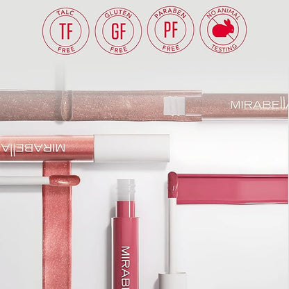 Mirabella Luxe Advanced Lip Gloss, Hydrating Non-Sticky High-Shine Lip Gloss for Women, Infused with Vitamin E & Jojoba Oil, Long-Lasting & Cruelty-Free - Posh (Rosy Pink)